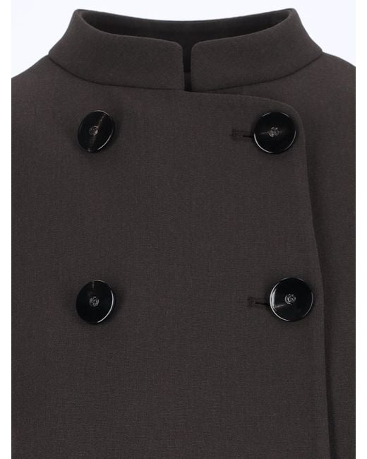 Giorgio Armani Black Double-Breasted Virgin Wool Blazer, Crew Neck