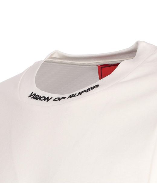 Vision Of Super White T-Shirt With Embroidered Logo And Flames for men