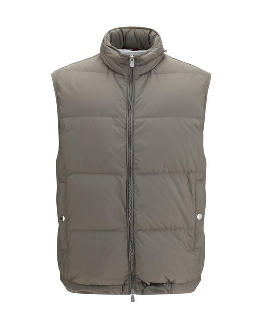 Brunello Cucinelli Gray Sleeveless Padded Gilet Polyester Blazers E Vests for men