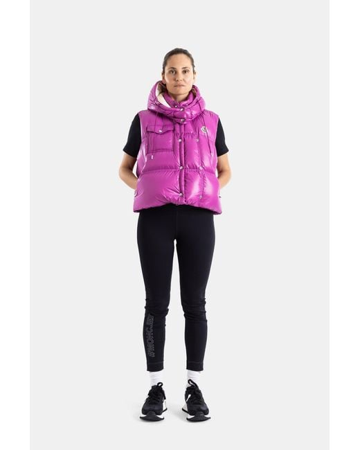 Moncler Pink Pario Hooded Puffer Vest Down Jackets