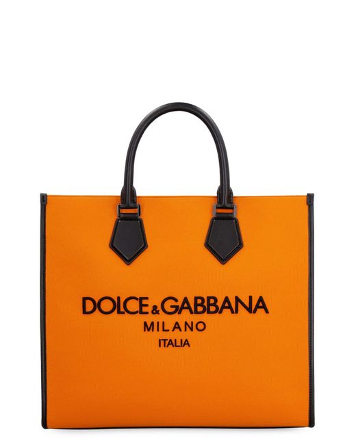 Dolce & Gabbana Orange Edge Canvas Tote Bag for men