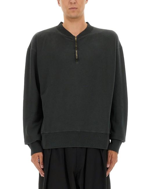 Maison Margiela Gray Three-Quarter Zipper Sweatshirt for men