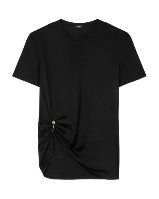 Versace Black T-Shirt Safety Pin Silk T-Shirts & Jerseys