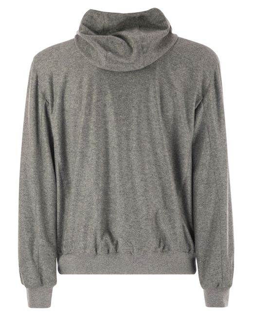 Fedeli Gray Reversible Bomber Jacket With Hood for men
