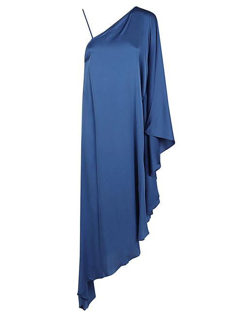 Silk95five Blue Long Asymmetrical Silk Dress
