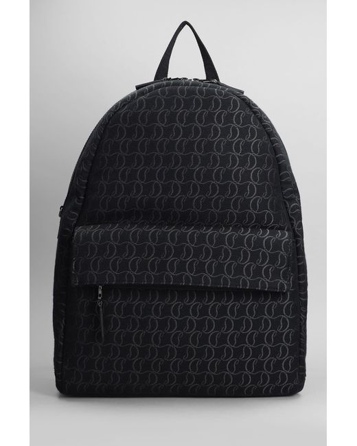 Christian Louboutin Zip N Flap Backpack In Black Cotton for men