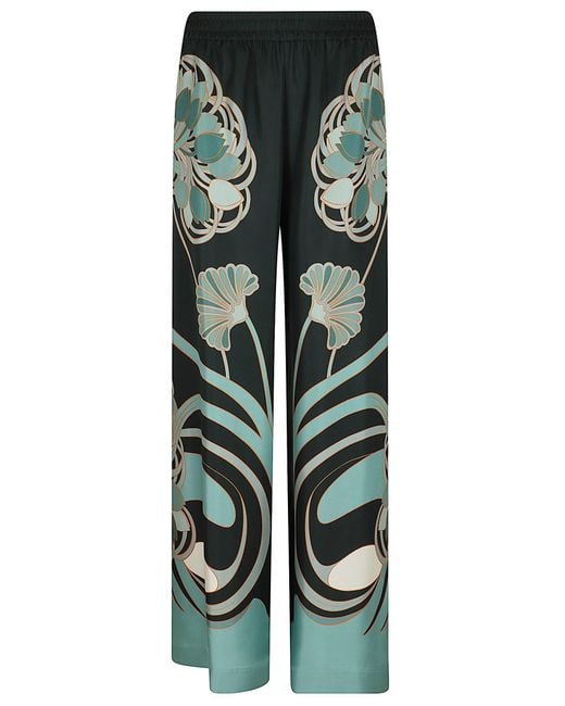 LaDoubleJ Green Palazzo Pants Silk Pantaloni