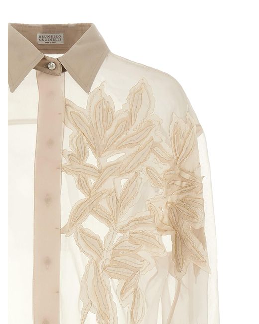 Brunello Cucinelli Natural 'Flora Appliquã' Shirt