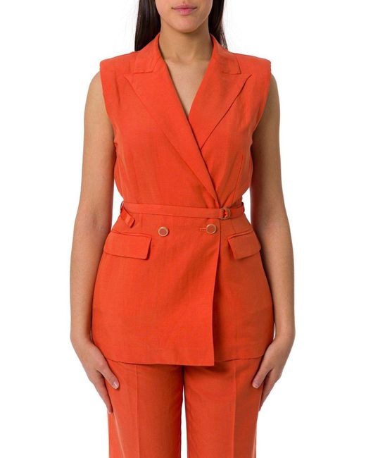 Liu Jo Orange Double-Breasted Waistcoat