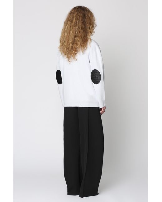 Bottega Veneta White Cashmere Cardigan With Elbow Patches Cardigans