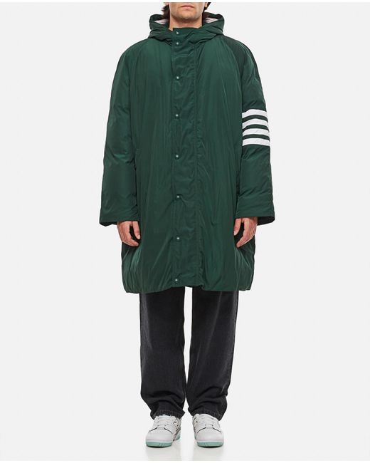 Thom Browne Green 4 Bar Football Sideline Parka In Poly Twill for men