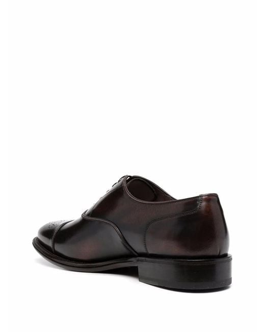 Ferragamo Black Ferragamo Perforated-Design Oxford Shoes for men