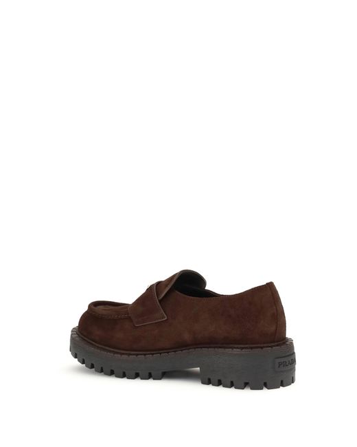 Prada Brown Suede Loafers for men
