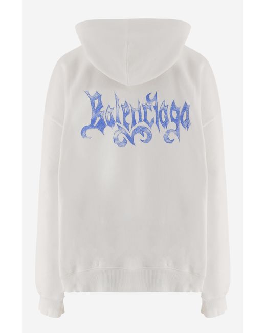 Balenciaga White Cotton Hoodie With Zipper