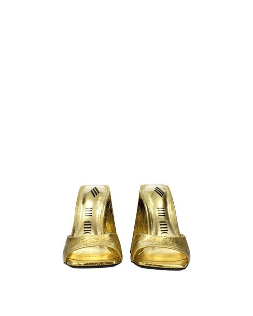 The Attico Yellow Leather Platform Sandals