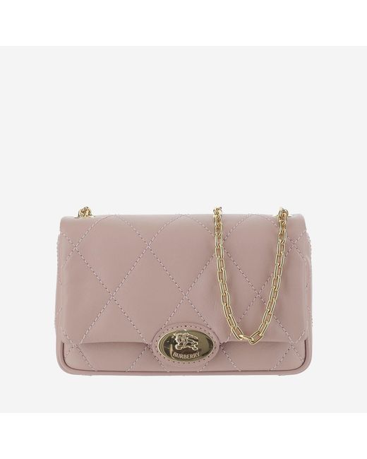 Burberry Pink Leather Strand Clutch Calf Grain Handbags
