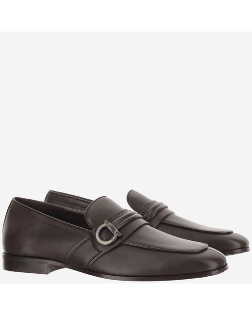 Ferragamo Gray Leather Loafers Calf for men