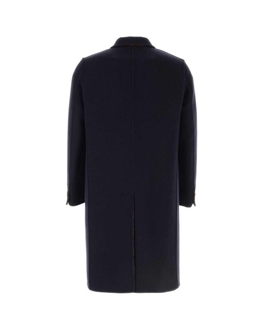 Fendi Blue Wool Blend Coat for men
