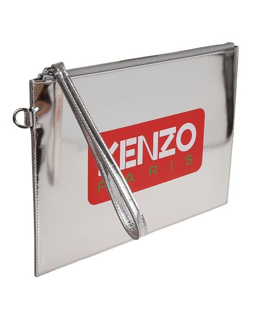 KENZO Red Large Logo Printed Clutch Bag for men