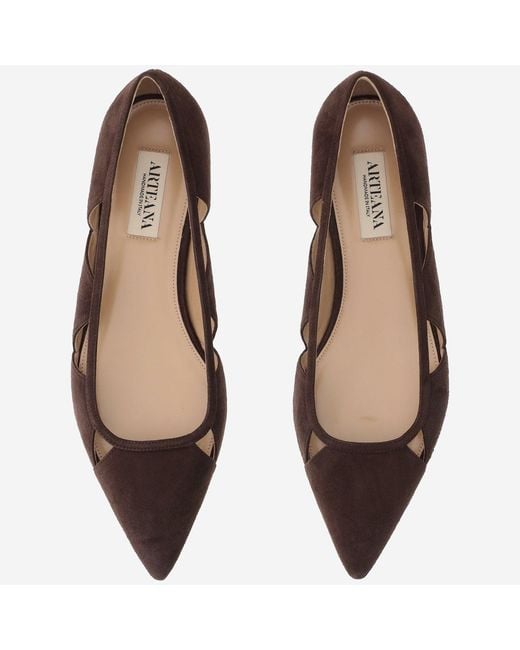 Arteana Brown Ballerina Flats Savona Suede