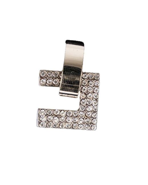 Elisabetta Franchi Metallic Earrings With Logo Rhinestones