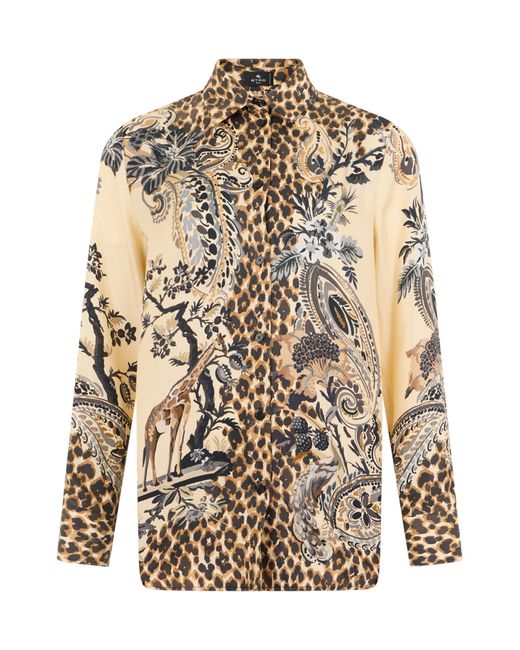 Etro Multicolor Silk Long-Sleeved Shirt