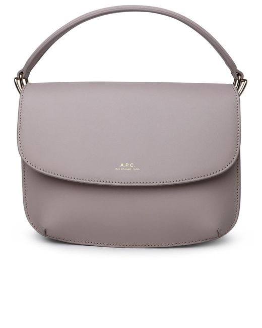 A.P.C. Gray Dove Grey Leather Bag