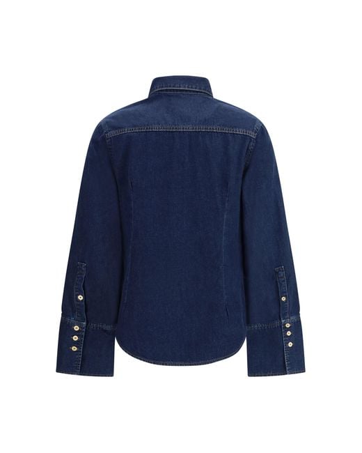 7FOR Blue Denim Shirt Cotton
