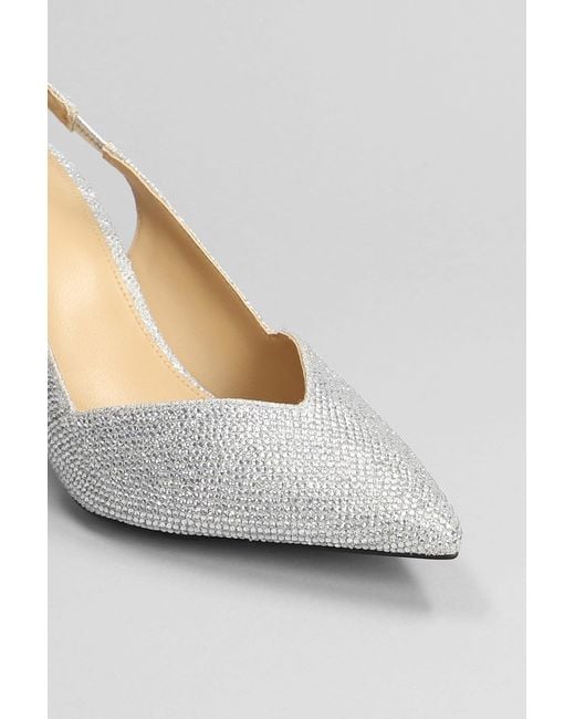 Michael Kors White Chelsea Sling Pumps In Silver Glitter