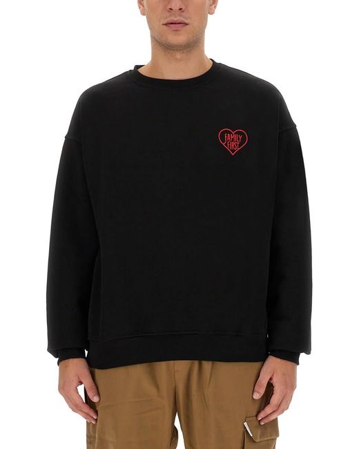 FAMILY FIRST Black Sweatshirt With Logo for men