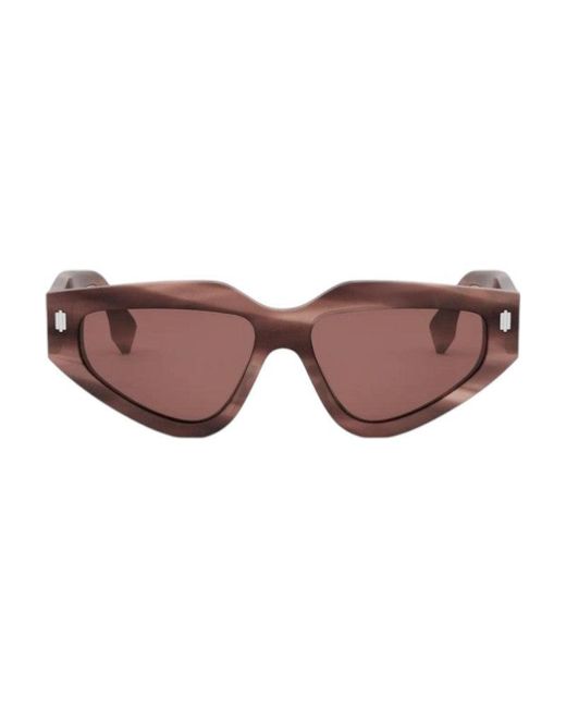 Fendi Brown Sunglasses Cat Eye Full Rim, Striped Frame And Lens Fe40163U74S
