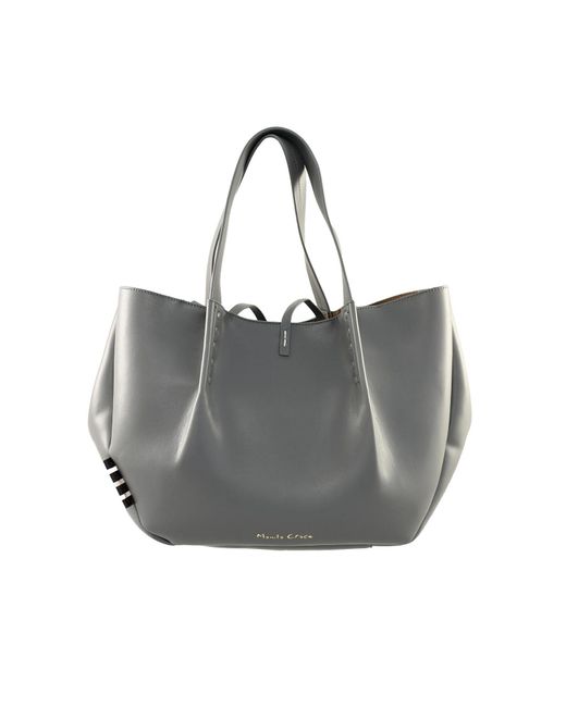 Manila Grace Gray Leather Handbag