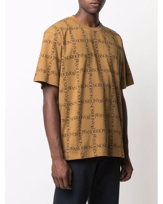 J.W. Anderson Brown All Over Logo Oversize T-Shirt Clothing Polo & T-Shirts for men