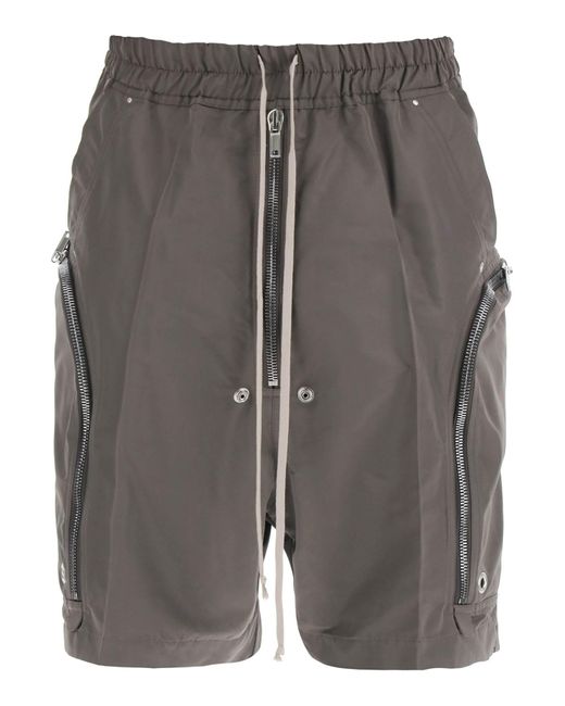 Rick Owens Gray Faille Cargo Shorts for men