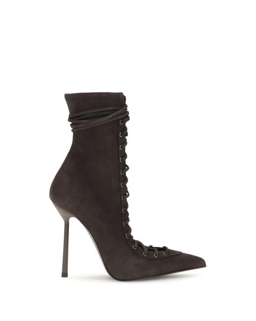 Le Silla Black Ankle Boots Colette Suede Calf Leather