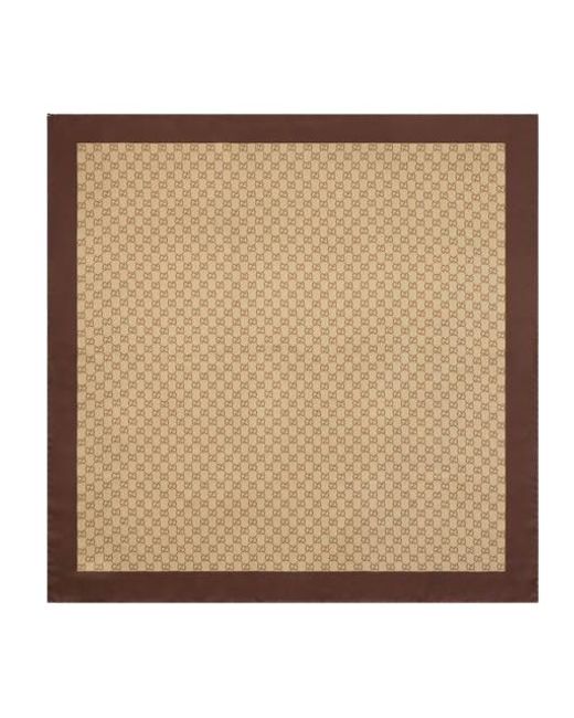 Gucci Natural Printed Silk Twill Square Scarf
