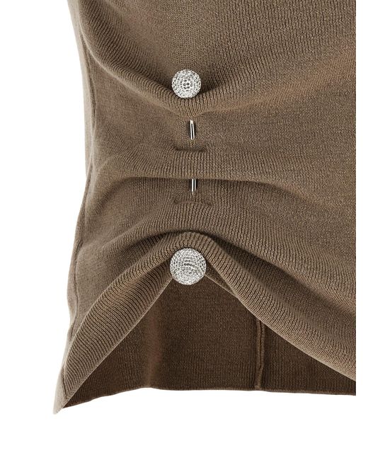 GIUSEPPE DI MORABITO Brown Virgin Wool Sleeveles T-Shirt