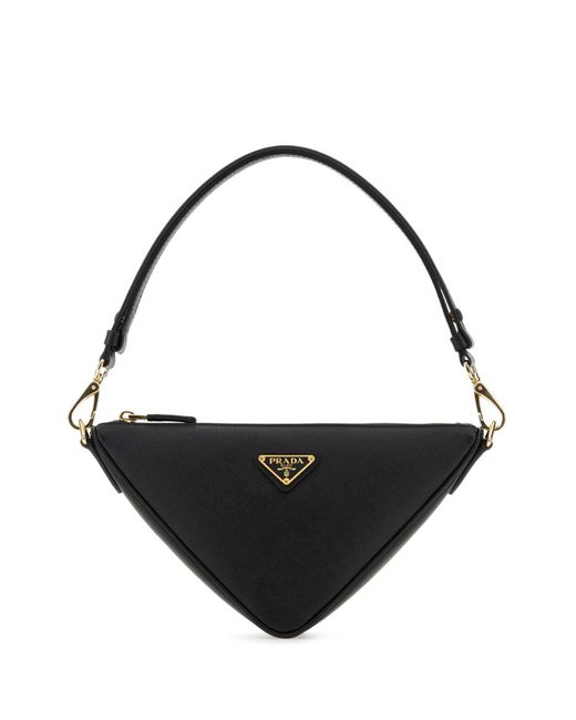 Prada Black Leather Triangle Shoulder Bag