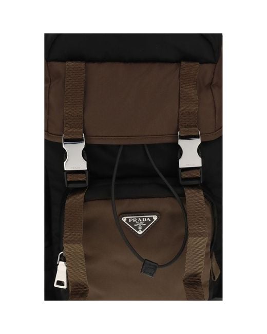 Prada Black Brown Recycled Polyamide Backpack for men