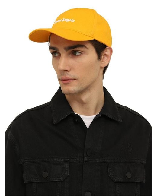 Palm Angels Yellow Classic Logo Baseball Cap Accessories Beanies & Hats for men