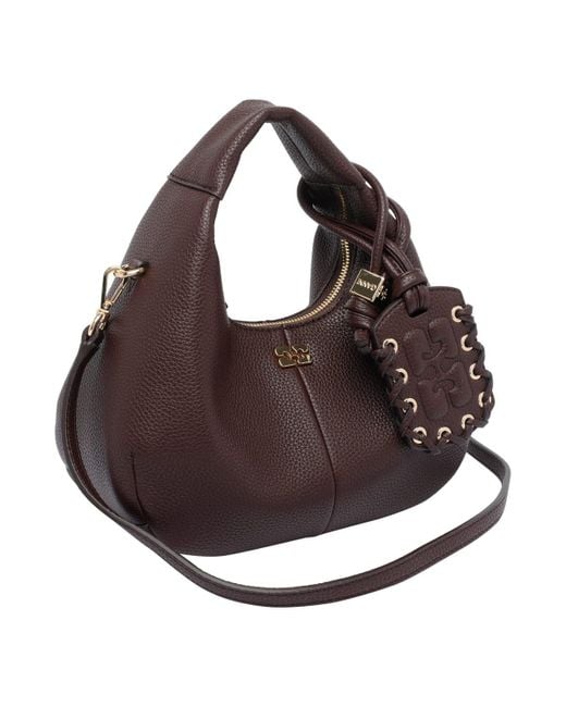 Ganni Brown Mini Hobo Bag