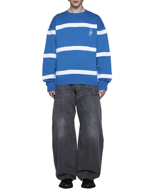 J.W. Anderson Blue Striped Cotton Sweatshirt for men
