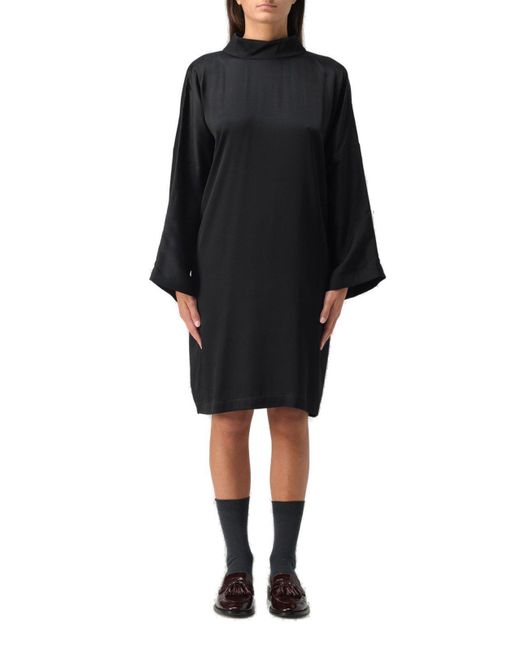 Max Mara Studio Black Mock Neck Long-sleeved Dress