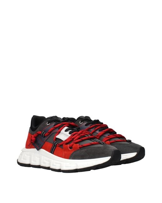 Versace Red Leather Chunky Sneakers for men