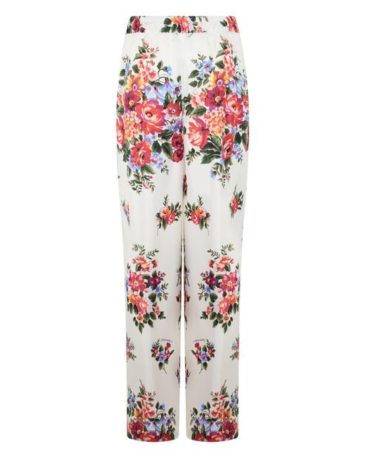 Dolce & Gabbana White Wide-Leg Silk Trousers