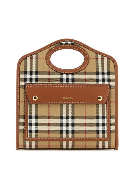 【関税送料込】BURBERRY MINI POCKET リネン＆コットントート Burberry Mini Tri-tone Cotton Canvas and Leather Pocket Bag