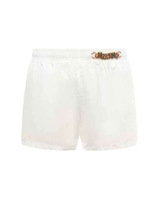 Moschino White Swim Trunks With Logo for men