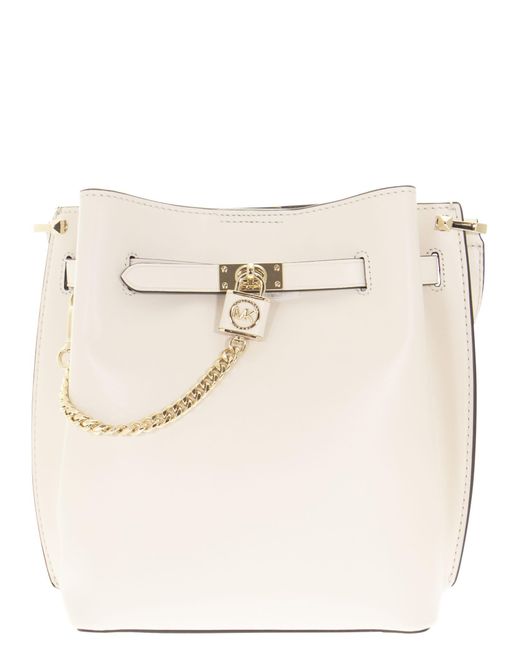 Michael Kors Hamilton Legacy Medium Leather Messenger Bag in Cream (Natural) Lyst