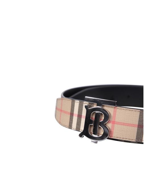 Burberry Natural Check And Leather Belt for men