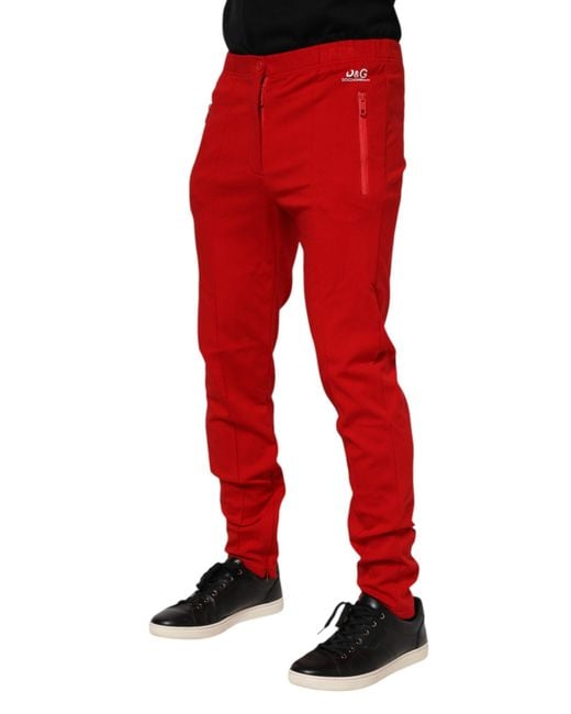 Dolce & Gabbana Red Slim Fit Pants for men